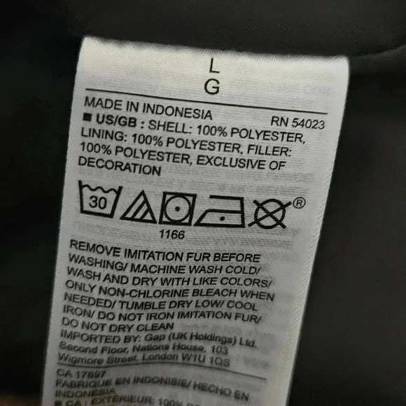 Gap Dark Gray Elastic Waist Puffer Coat Women (L) - Picture 4 of 5